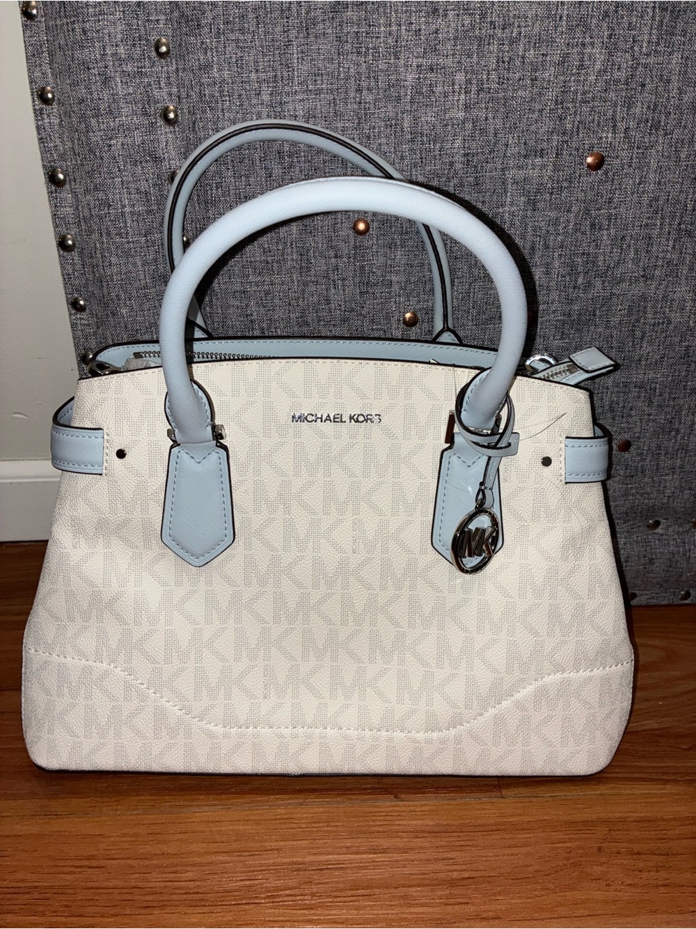 NEW!! Michael Kors White & Light Blue Tote Satchel